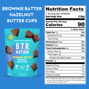 Dark Chocolate Brownie Batter Hazelnut Butter Hearts (3 Bags) by B.T.R. Bar