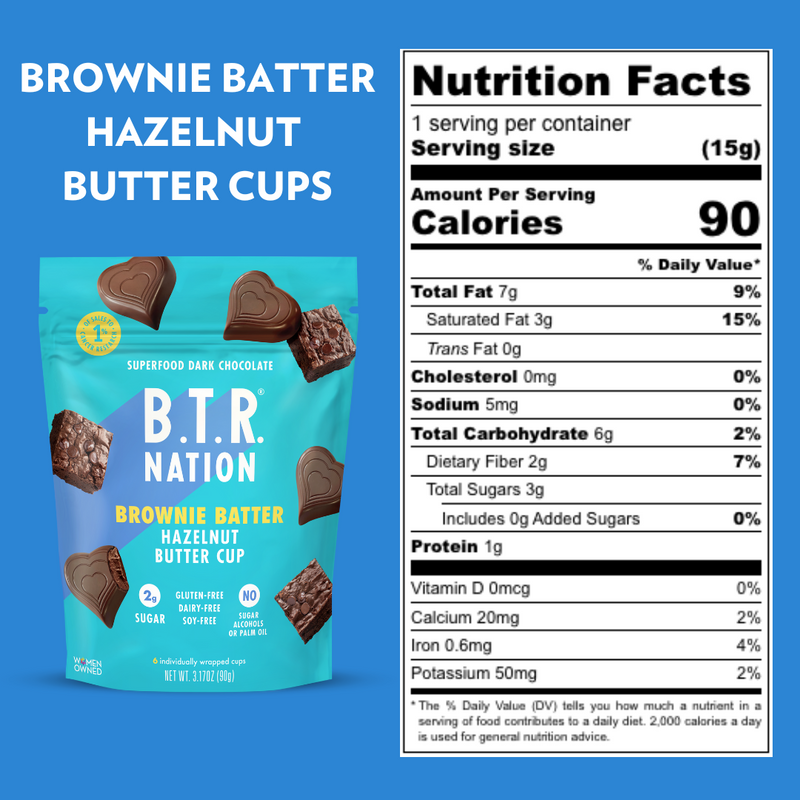 Dark Chocolate Brownie Batter Hazelnut Butter Hearts (3 Bags) by B.T.R. Bar