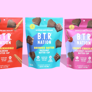 Dark Chocolate Brownie Batter Hazelnut Butter Hearts (3 Bags) by B.T.R. Bar