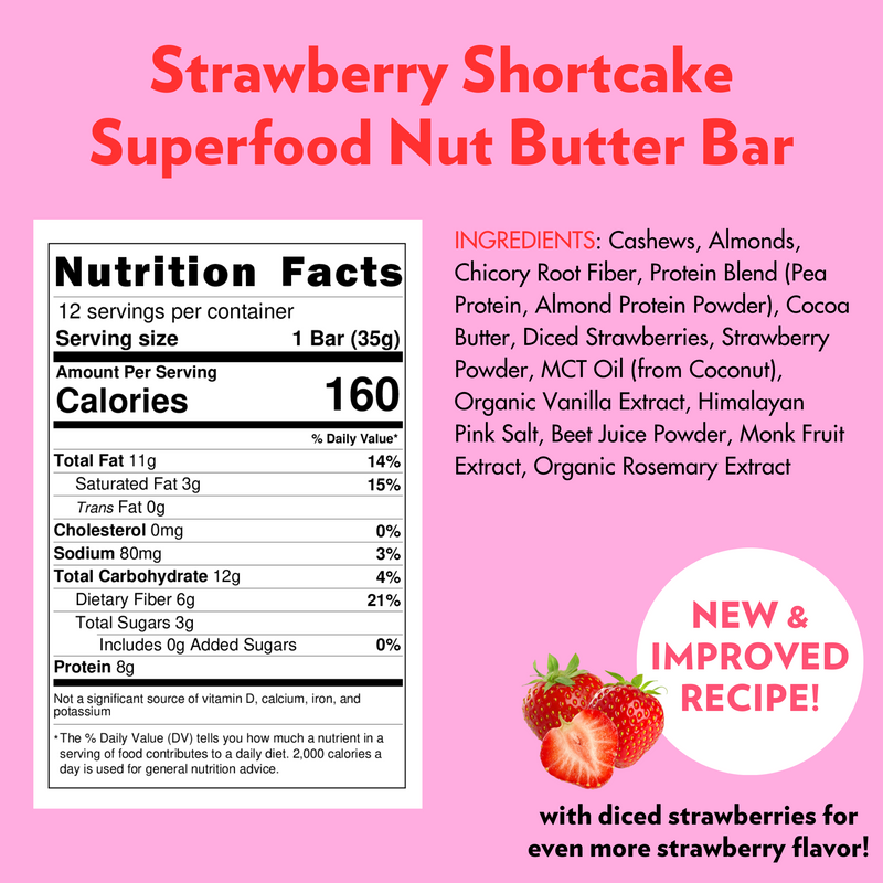 Strawberry Shortcake Superfood Bar (12 Count ) 🍓🍰 by B.T.R. Bar