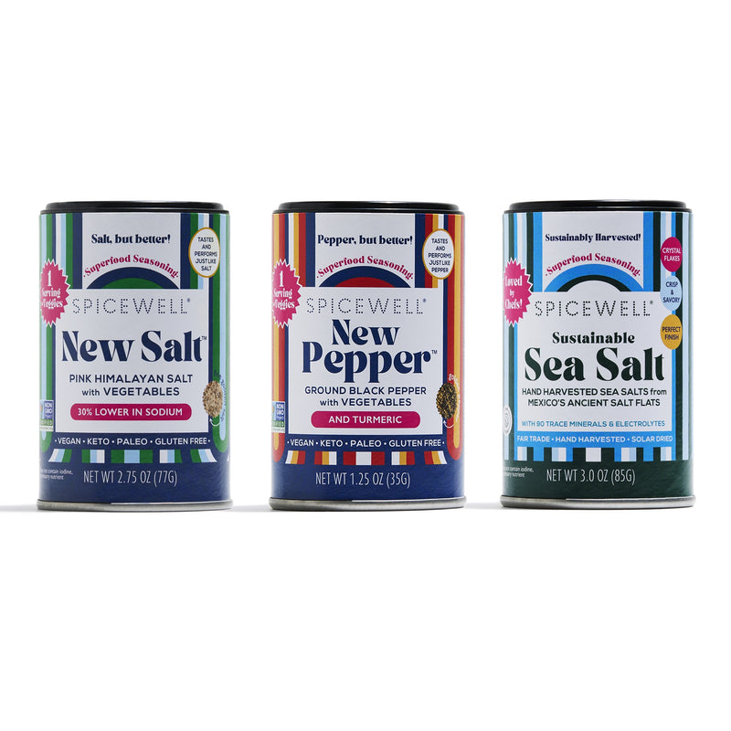 Mini Shaker Trio: New Salt, New Pepper and Sea Salt