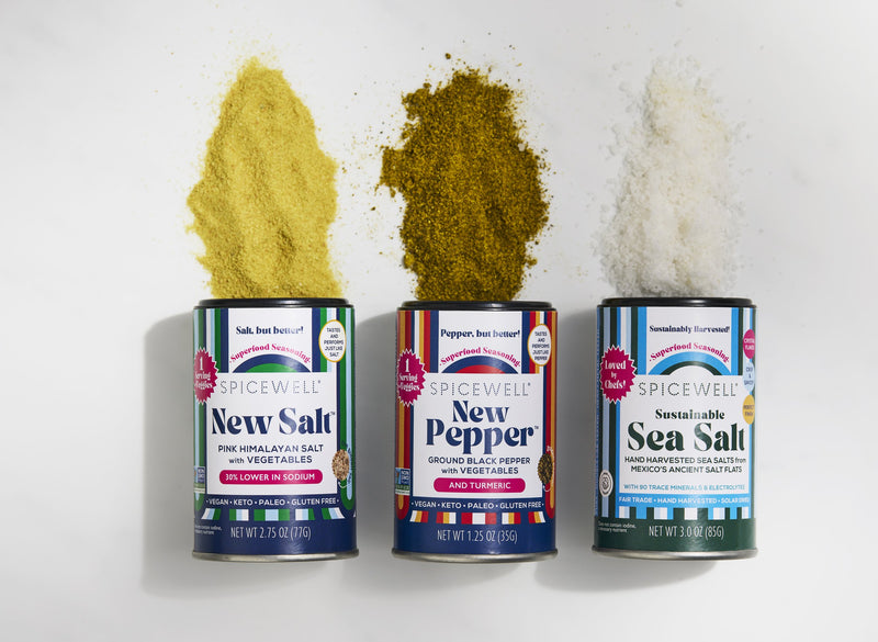 Three Mini Shakers with turmeric, pepper and salt
