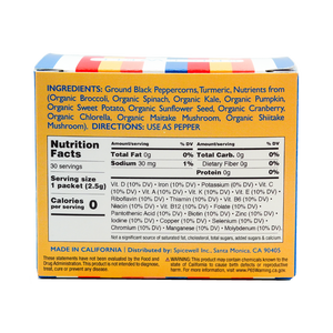 Spicewell - Product - New Pepper 30 Individual Sachets Box - Back - Nutrition Information