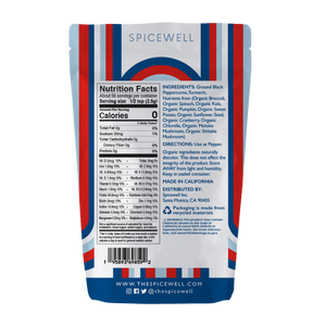 Spicewell - Product - New Pepper 5oz Pouch Back with Nutrition Facts