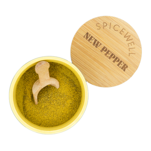 Spicewell - Product - New Pepper Ceramic Pinch Pots Duo With Bamboo Scooper And Product Open Lid