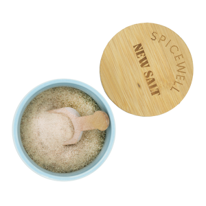 Spicewell - Product - New Salt Ceramic Pinch Pots Duo With Bamboo Scooper And Product Open Lid