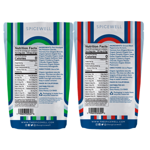 Spicewell - Product - Superfood New Salt and New Pepper 5oz Pouch Duo Set - Back With Nutritional Information